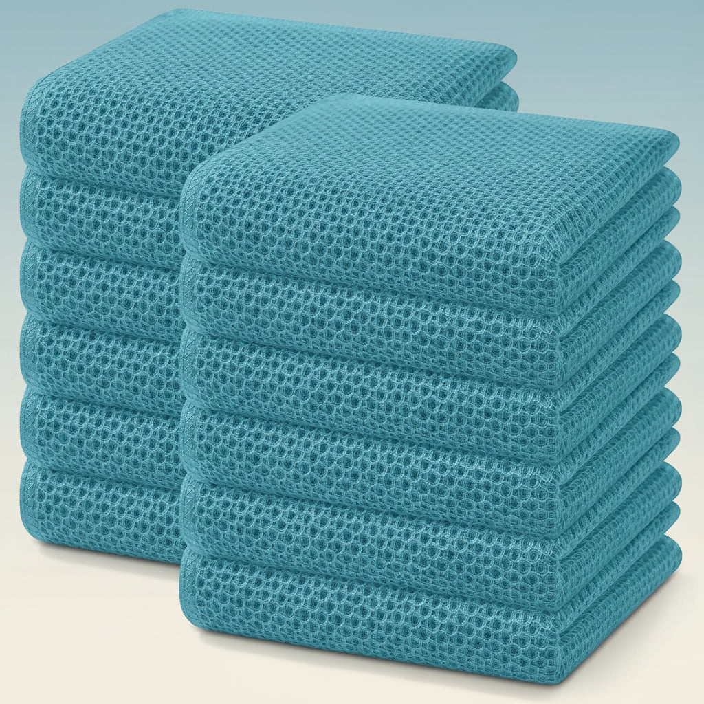 Soft Cotton Dish Cloths Set Absorbent Honeycomb Waffle Weave | Meowbutter