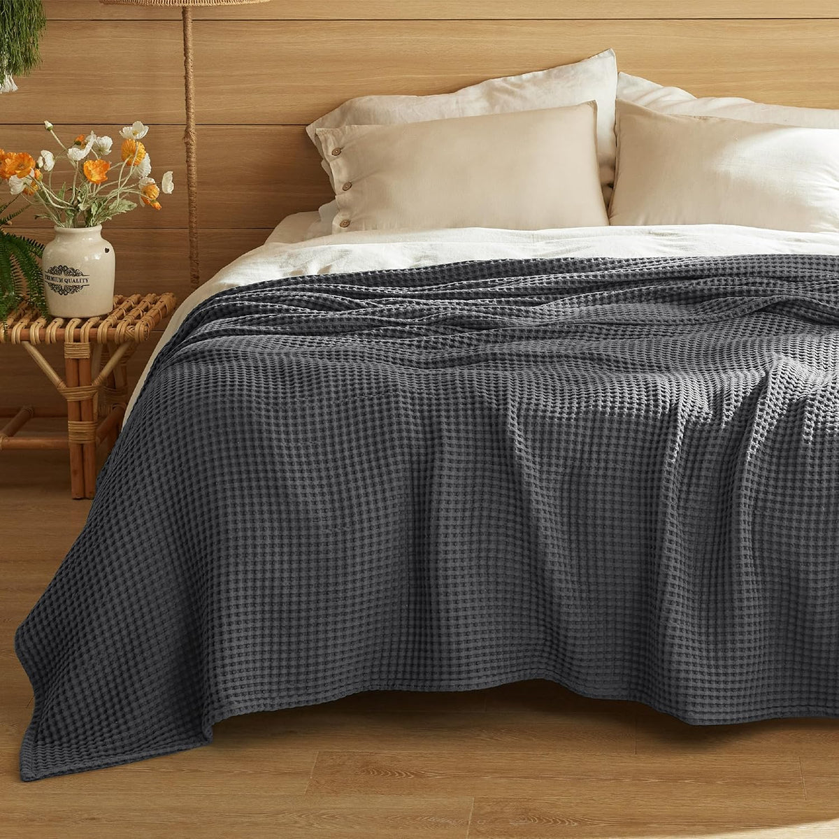 Lehká deka Cozy Comfort ze 100% bavlny s vaflovou vazbou - prodyšná struktura