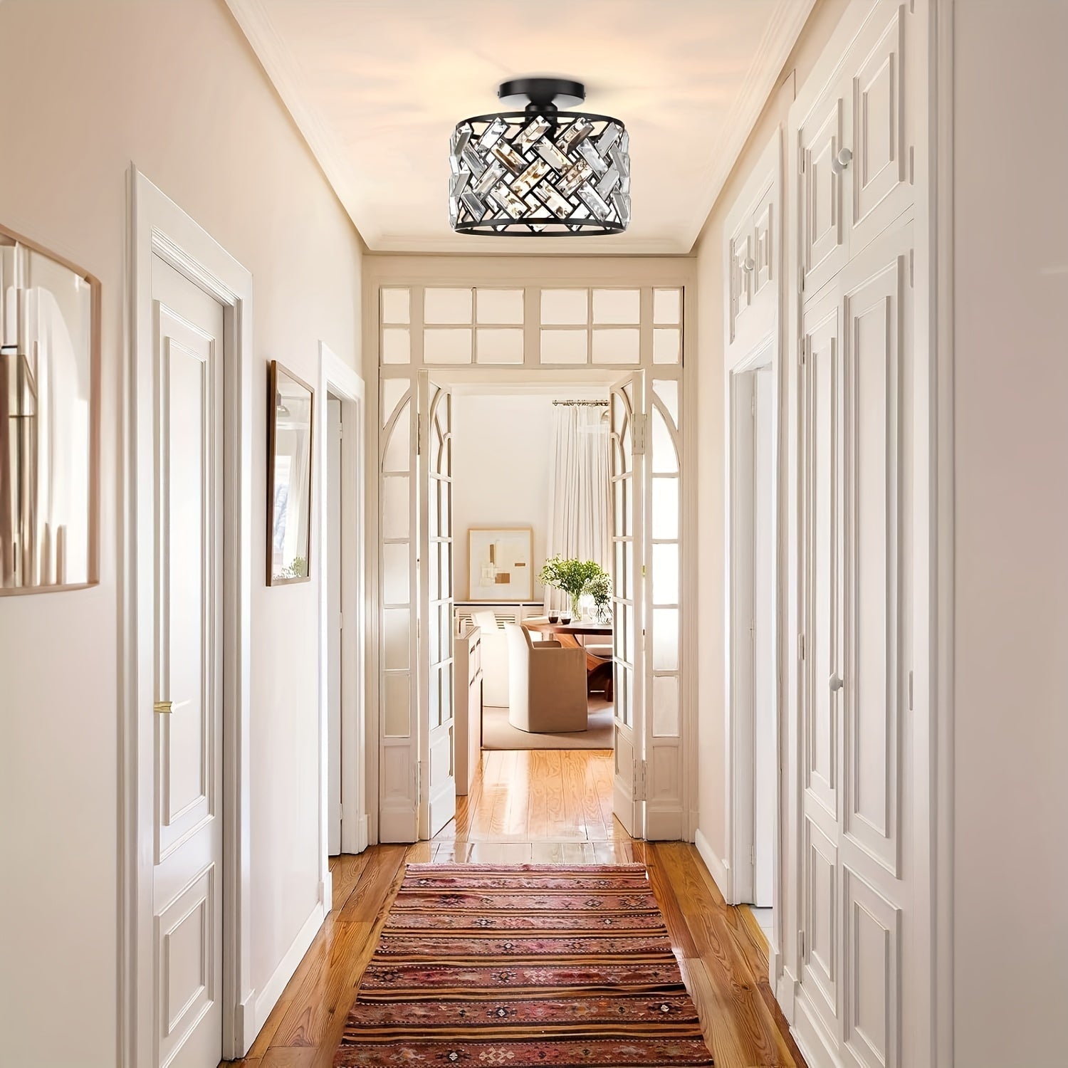 Modern Crystal Semi Flush Mount Ceiling Light | Elegant Decorative Fixture | Meowbutter