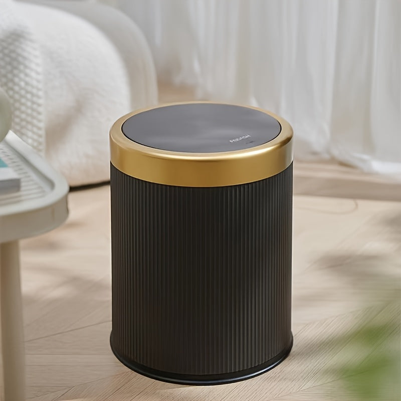 Luxury Oval Trash Can | Press-Top Waste Bin with Dual Inner Bucket | Meowbutter