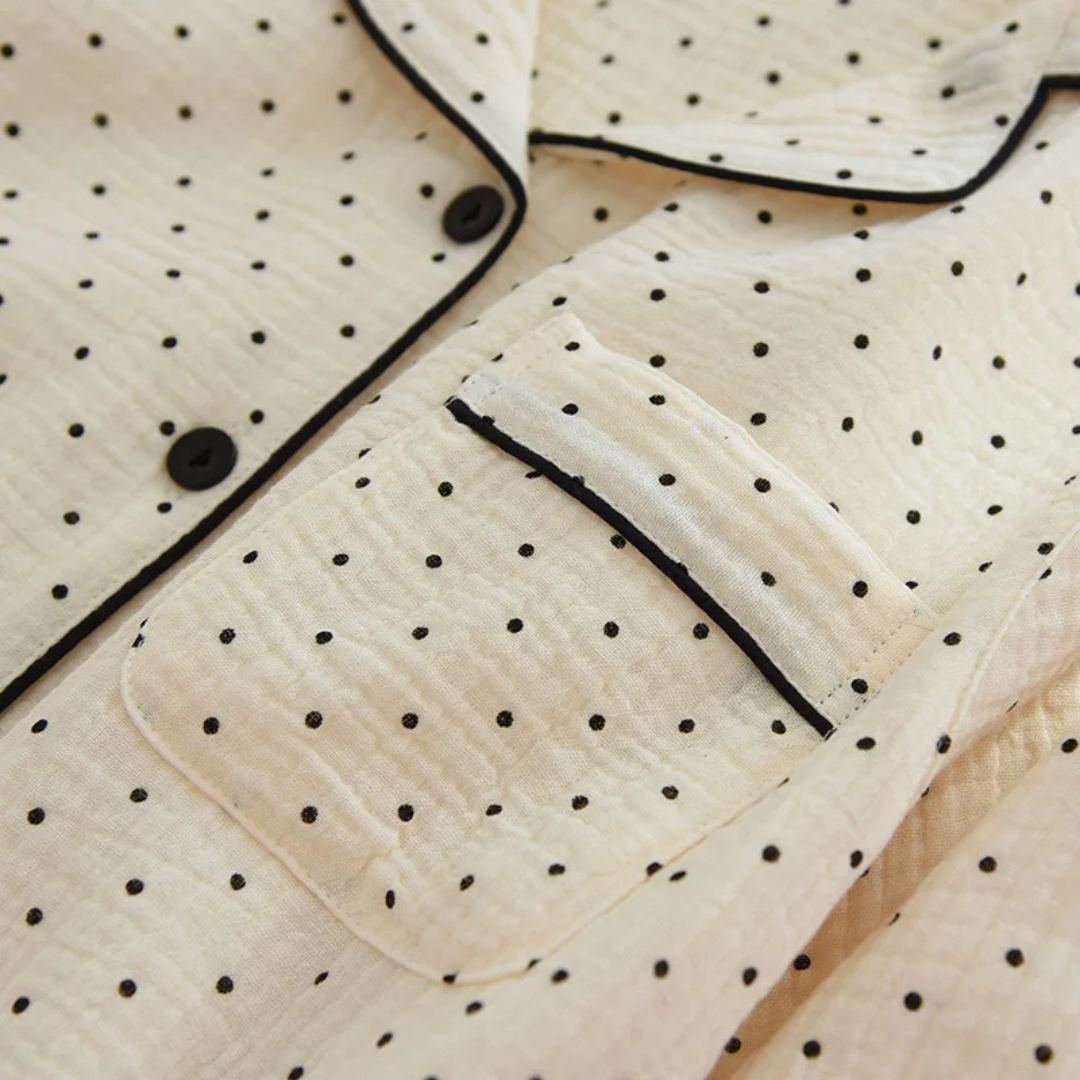 The Muslin Dot Pajama Set In 100 Percent Muslin Cotton