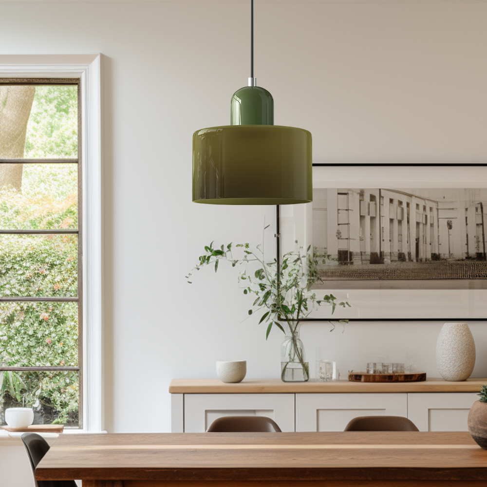 Bauhaus Glass Pendant Light — Vibrant Modernist Colored Shade