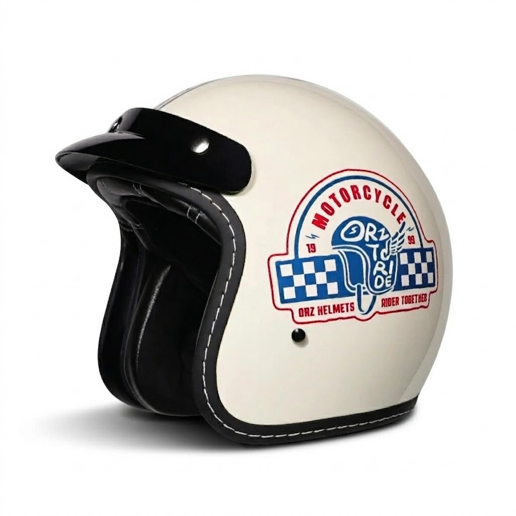 Vintage Open Face Motorcycle Helmet – All-Season Comfort & Protection - Meowbutter