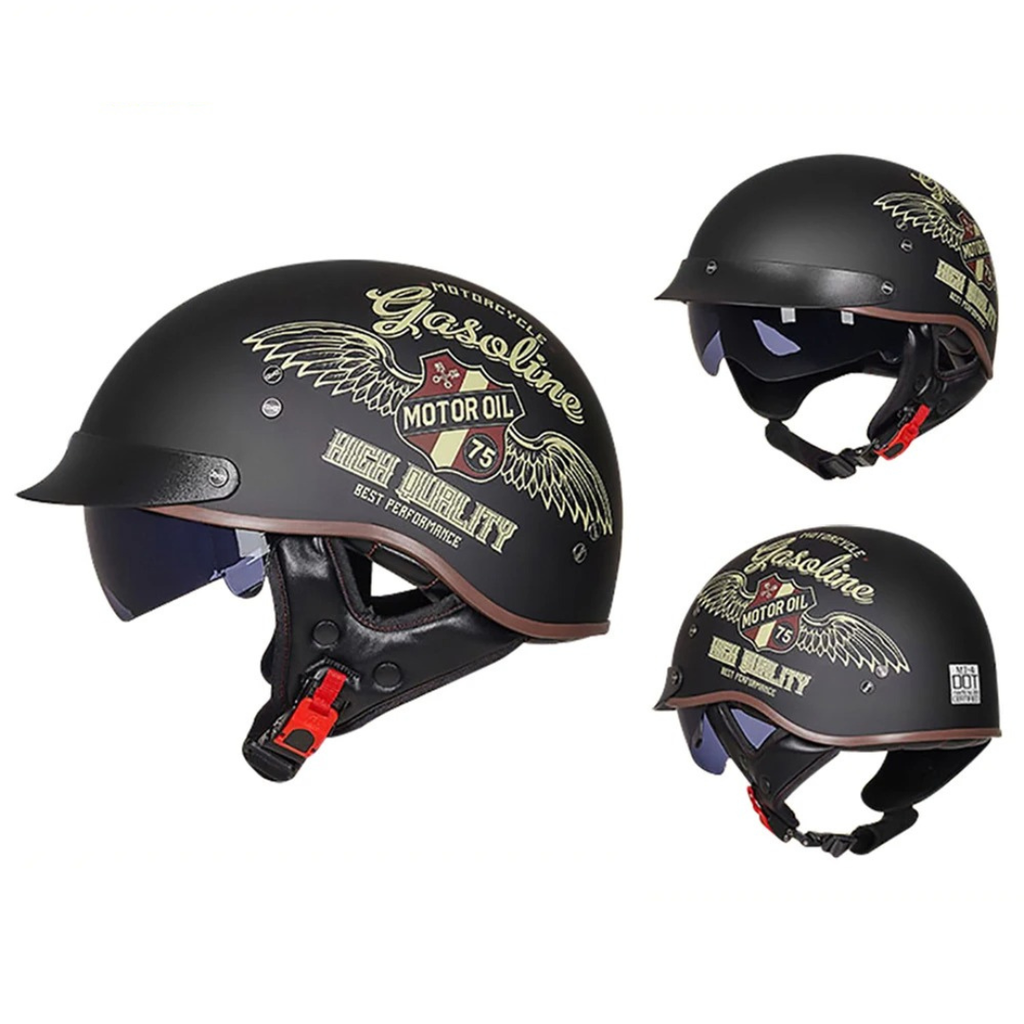 Casco de motociclista abierto estilo clásico – Certificado DOT - Meowbutter