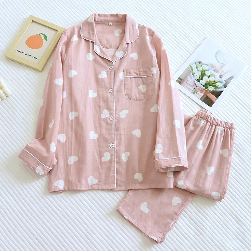 Set pigiama Heartly in cotone 100% per il sonno a casa
