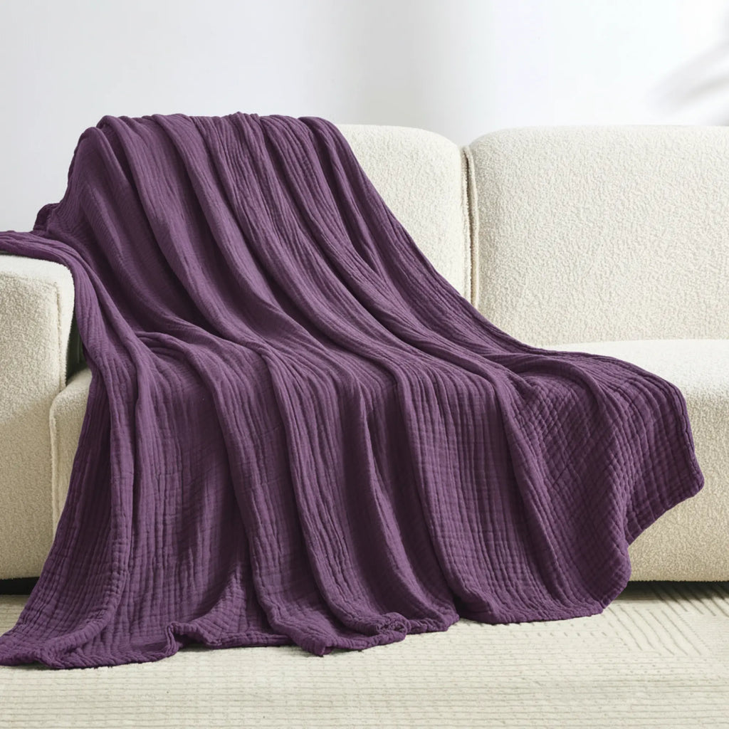 Klassische Decke mit Monogramm aus 100 % Musselin-Baumwolle