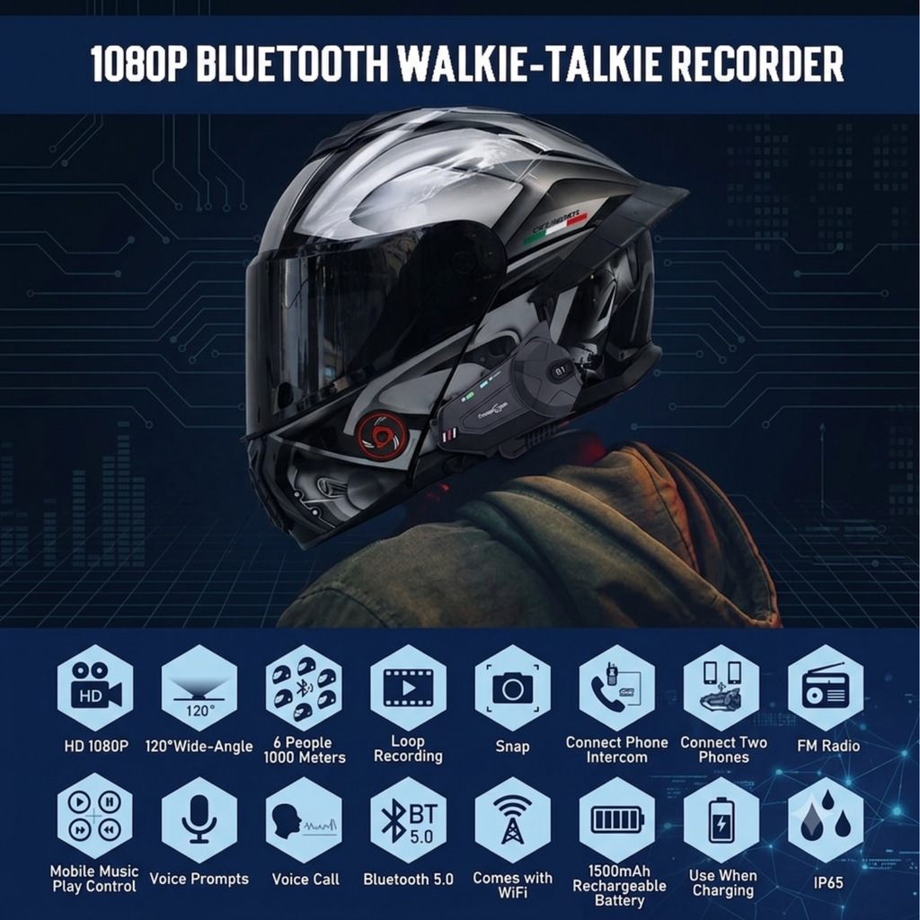Interfono per Moto R1 Plus con Dash Cam 1080P | meowbutter