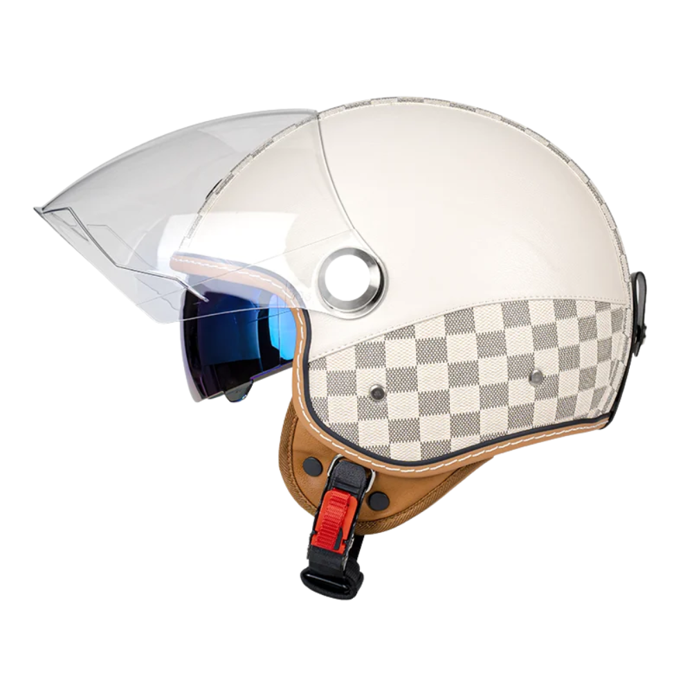 Casco Retro Jet 3/4 – Cara Abierta con Doble Visera Aprobado DOT/ECE - Meowbutter