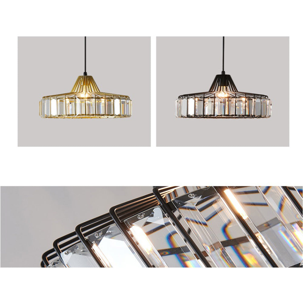 Modern Black Crystal Pendant Light | Elegant Hanging Fixture | Meowbutter