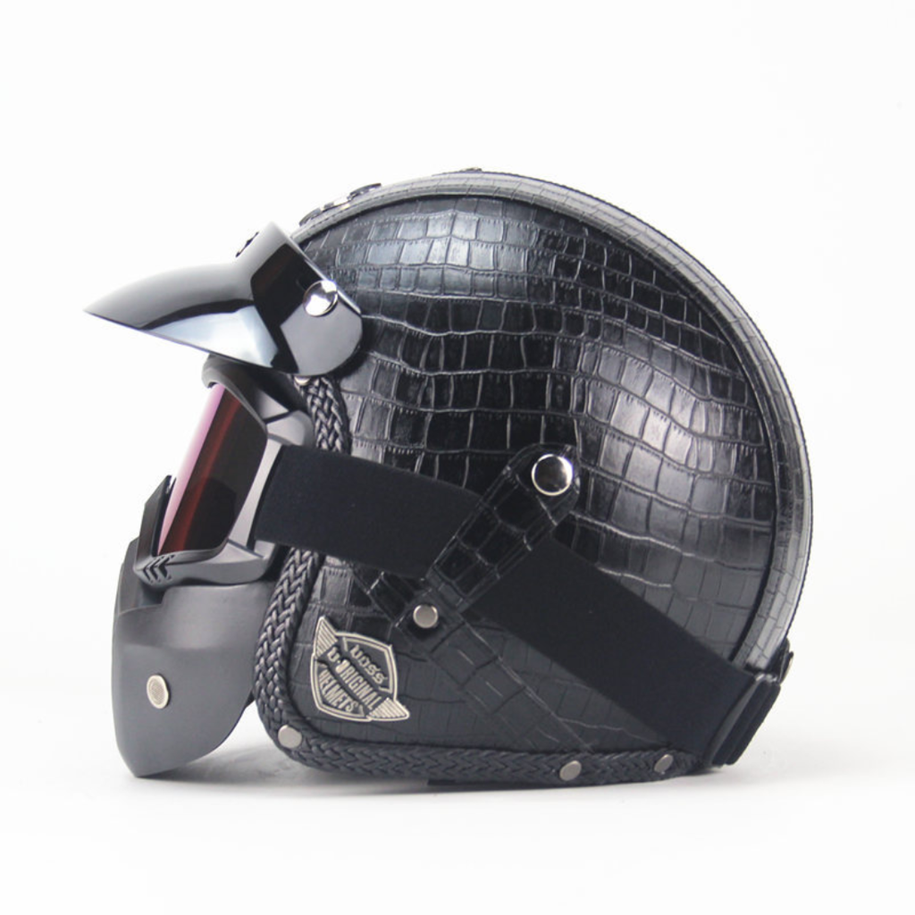 Casco Abierto de Cuero Vintage Premium - Aprobado por DOT y ECE - Meowbutter