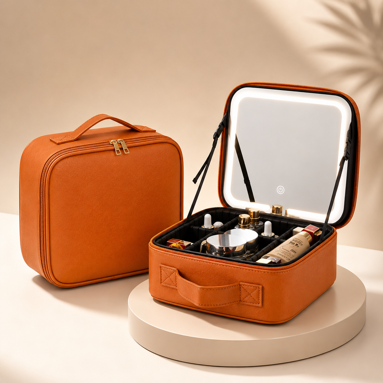 Makeup-etui Rejse Kosmetik Organizer Mors Dag LED-spejl Box | Meowbutter