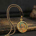 Handcrafted Thangka Necklace With Micro Painted Art Pendant