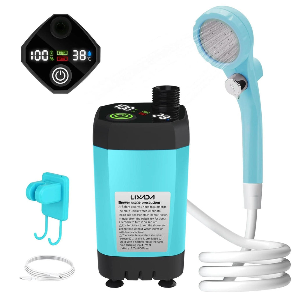 Portable Camping Shower Pump with Pressure-Boost Shower Head | meowbutter