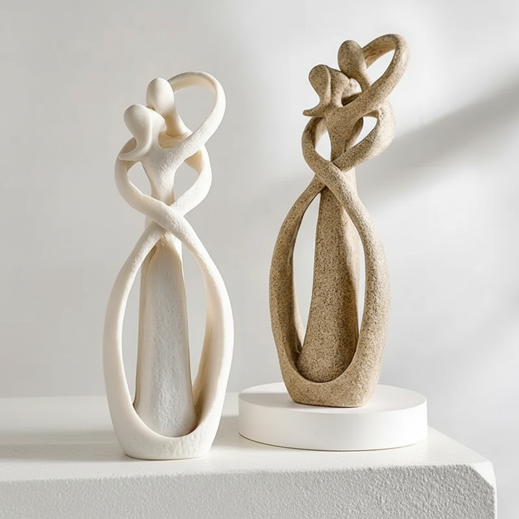 Abstract Resin Couple Sculpture — Polished Fluid Contour
