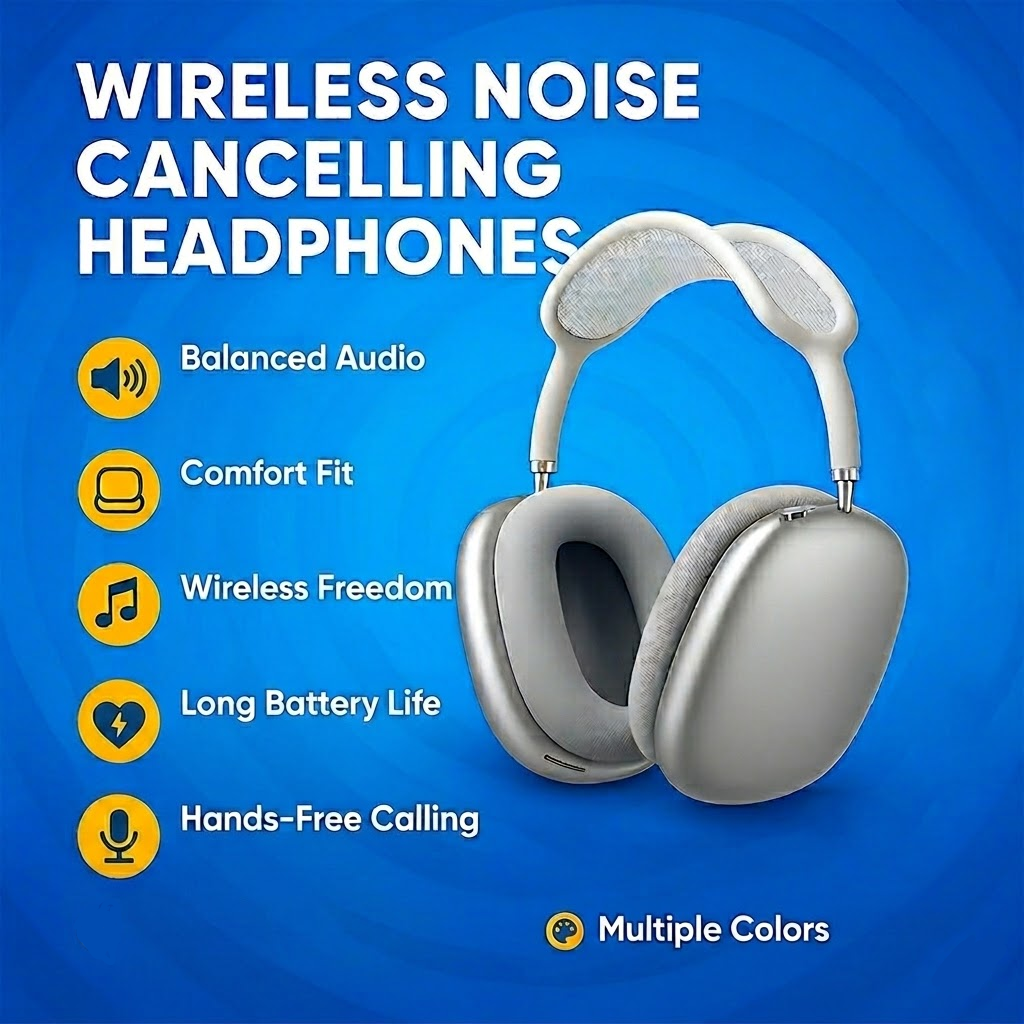 Bezdrátová sluchátka přes uši s Bluetooth — aktivní potlačení hluku