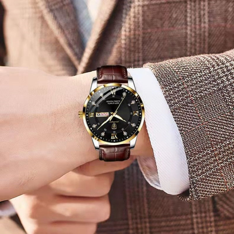 Men's Waterproof Wrist Watch - Luminous Display - Classic Stainless Steel Design | meowbutter
