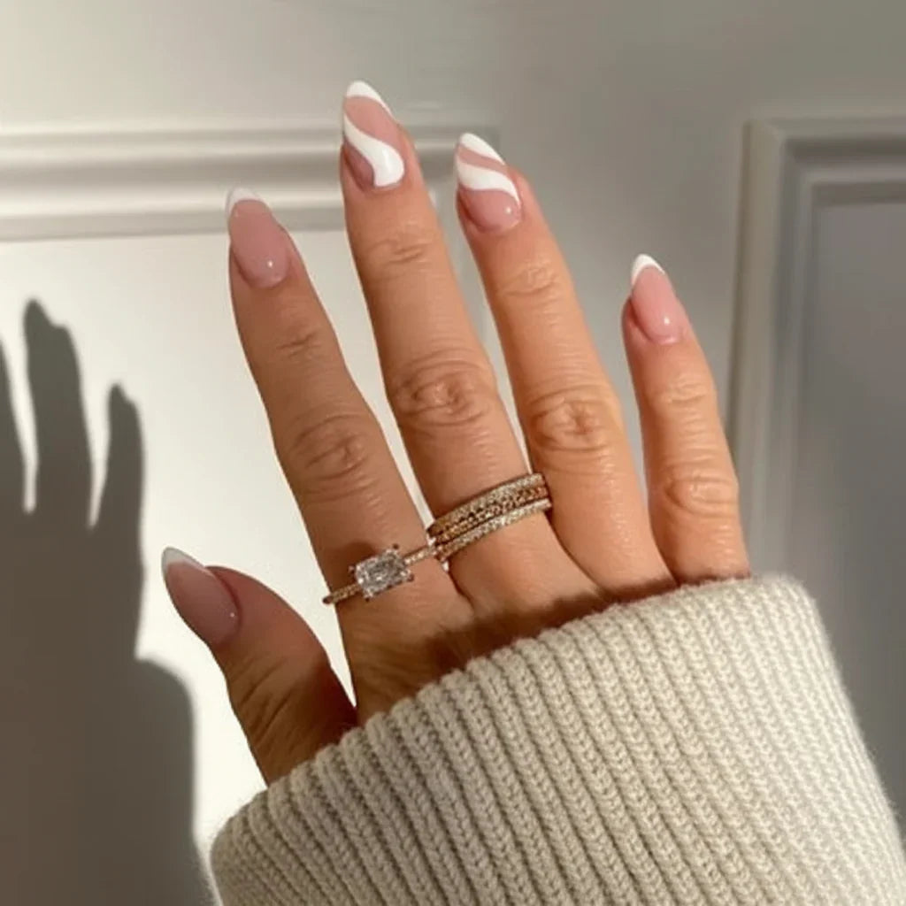 925 Sterling Silver Geometric Stacking Ring — Embedded Cubic Zirconia Stones