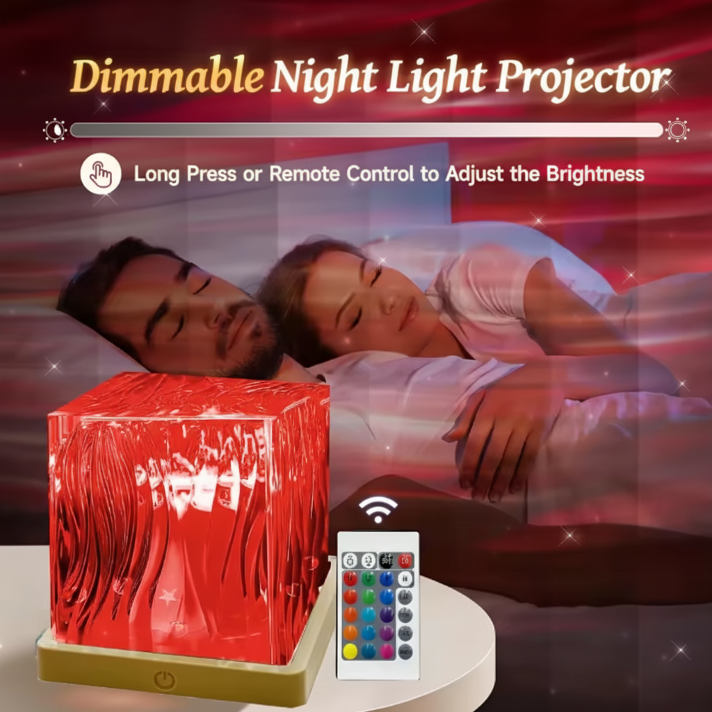 RGB Crystal Night Light Projector — USB Powered, Compact Aurora Lamp