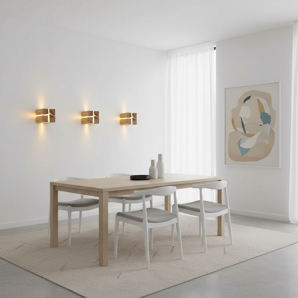 WoodAura Solid Wood Wall Light — Hand-Carved Frame, Embedded Resin Inlay