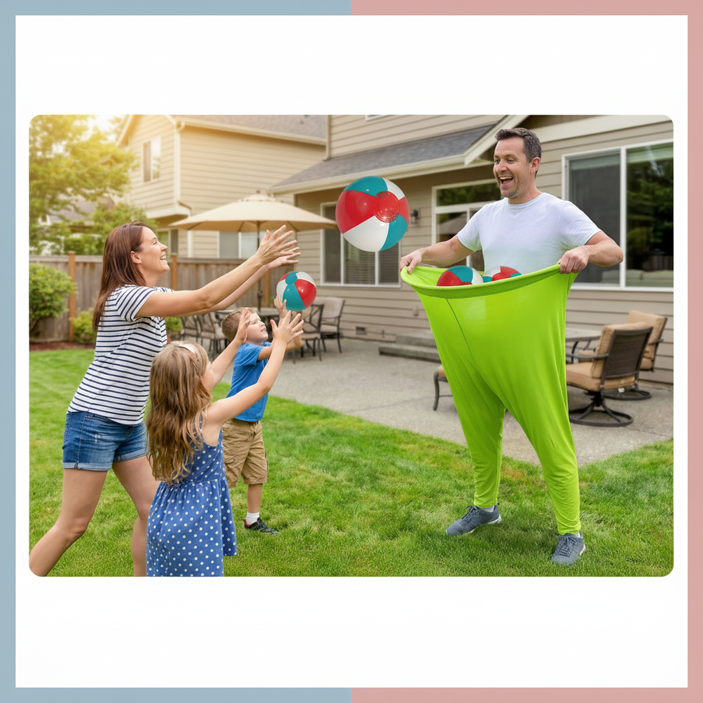 Conjunto de jogo infantil de apanhar bolas — Calças oversized, alvos largos para apanhar