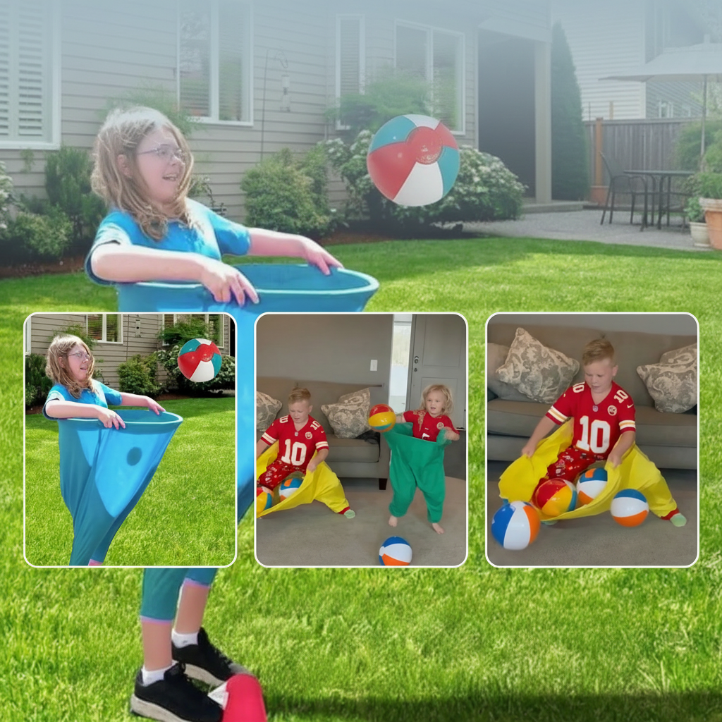 Conjunto de jogo infantil de apanhar bolas — Calças oversized, alvos largos para apanhar