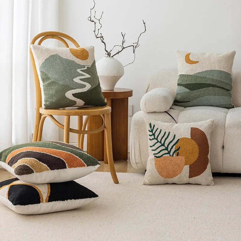 Cushion Cover In Velvet Fabric With Abstract Design Soft Fabric