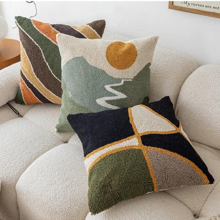 Cushion Cover In Velvet Fabric With Abstract Design Soft Fabric