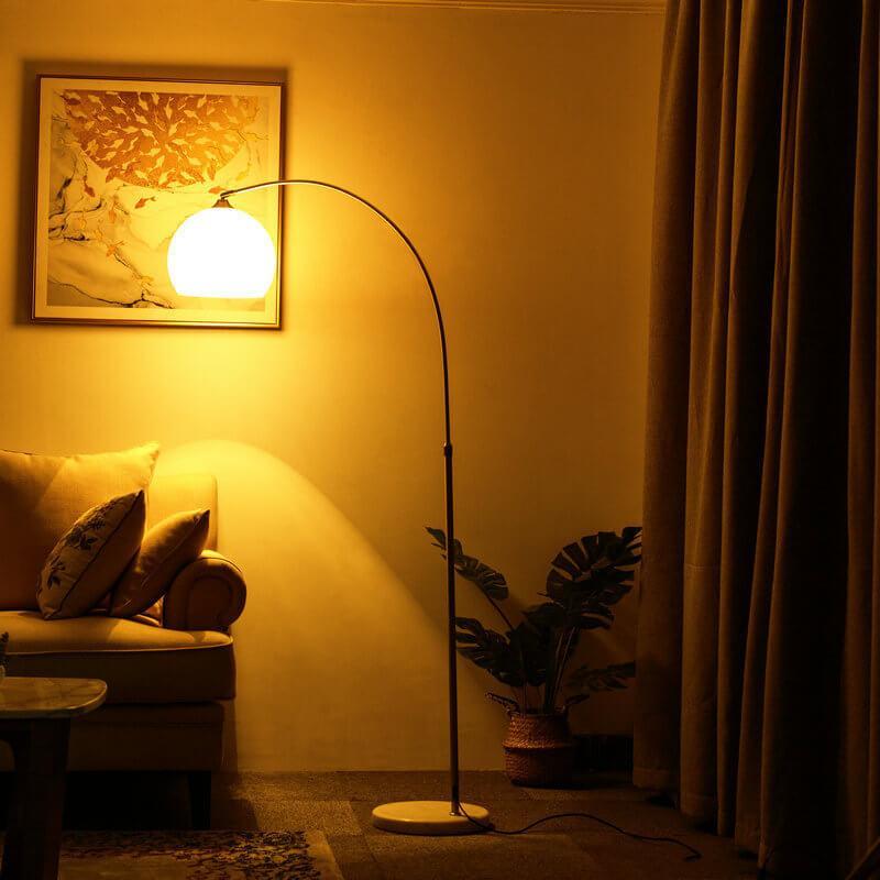 Tall Floor Lamp With Round Shade And Acrylic Globe For Living Room