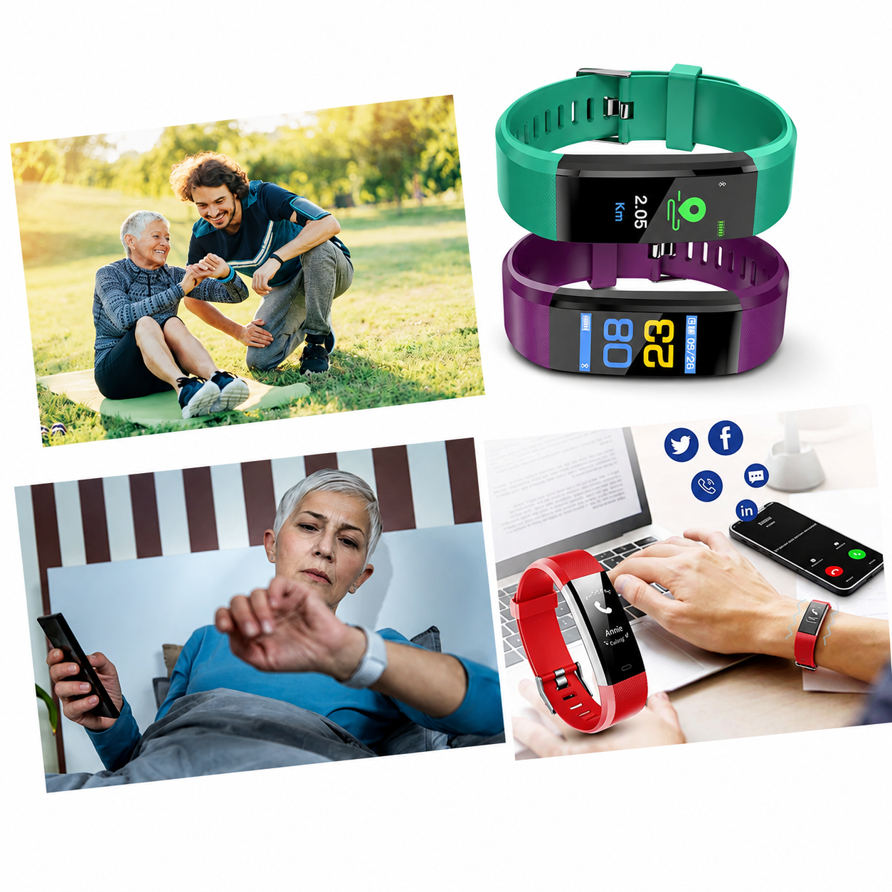 Active Life smartklocka och träningsmätare – pulssensor, justerbart armband, stegräknardisplay