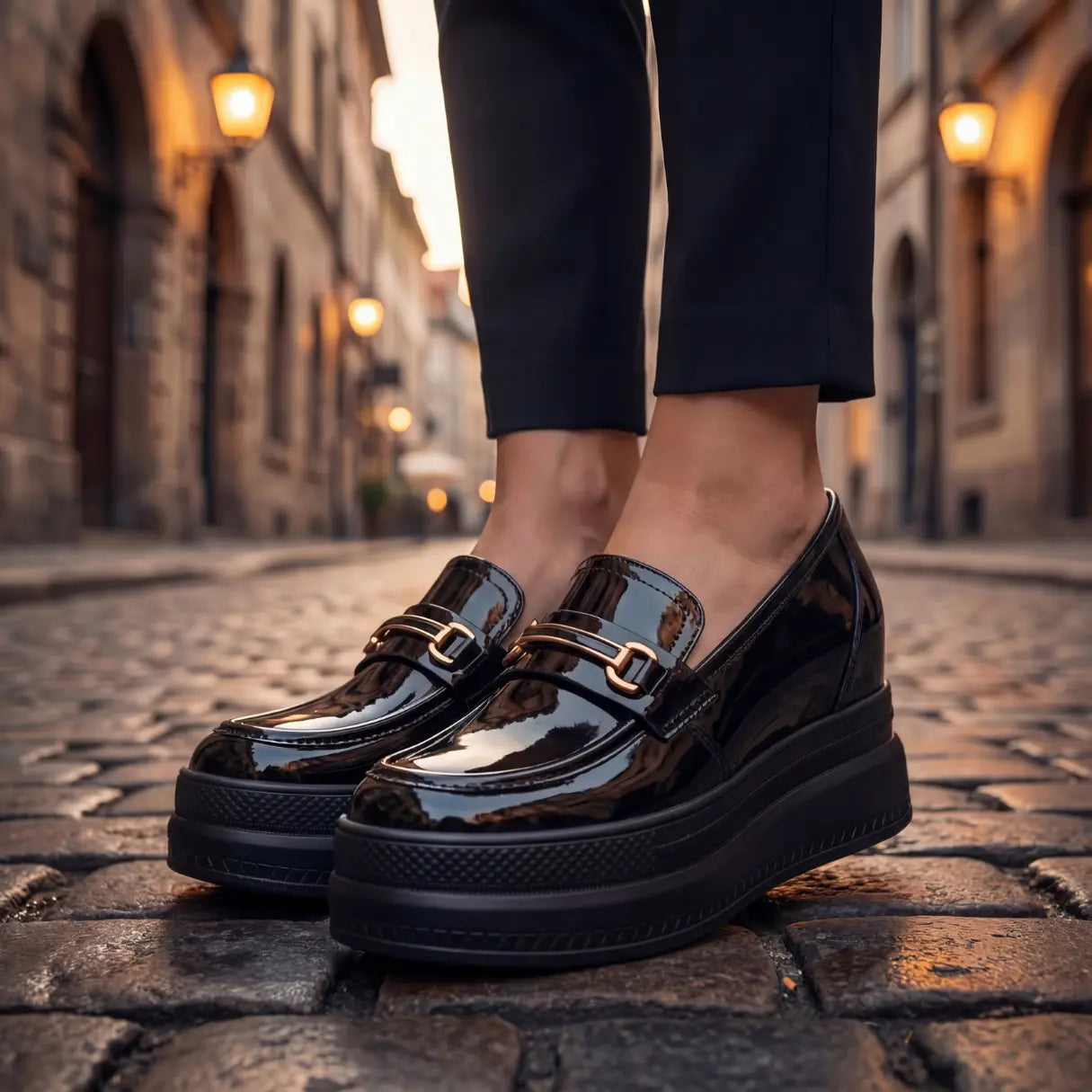 Adams 9cm Height Increasing Shoes With Platform Silhouette And Gold Tone Detail