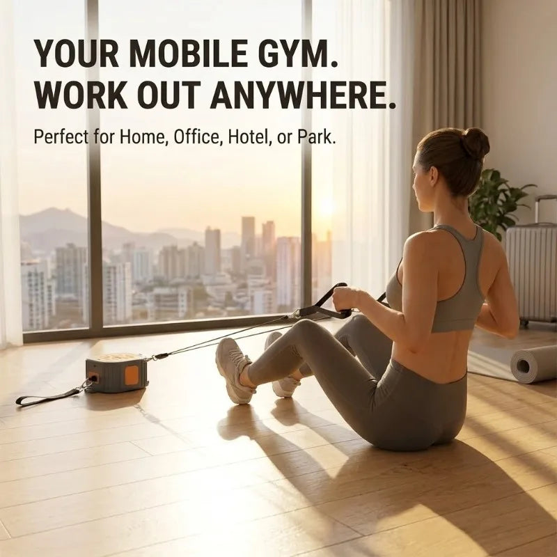 Portable Cable Machine & Rowing Trainer - Resistance Bands - Full Body - Adjustable - 2 Colours | meowbutter