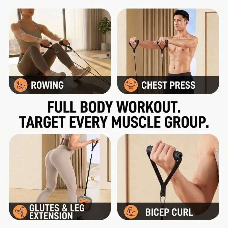 Portable Cable Machine & Rowing Trainer - Resistance Bands - Full Body - Adjustable - 2 Colours | meowbutter
