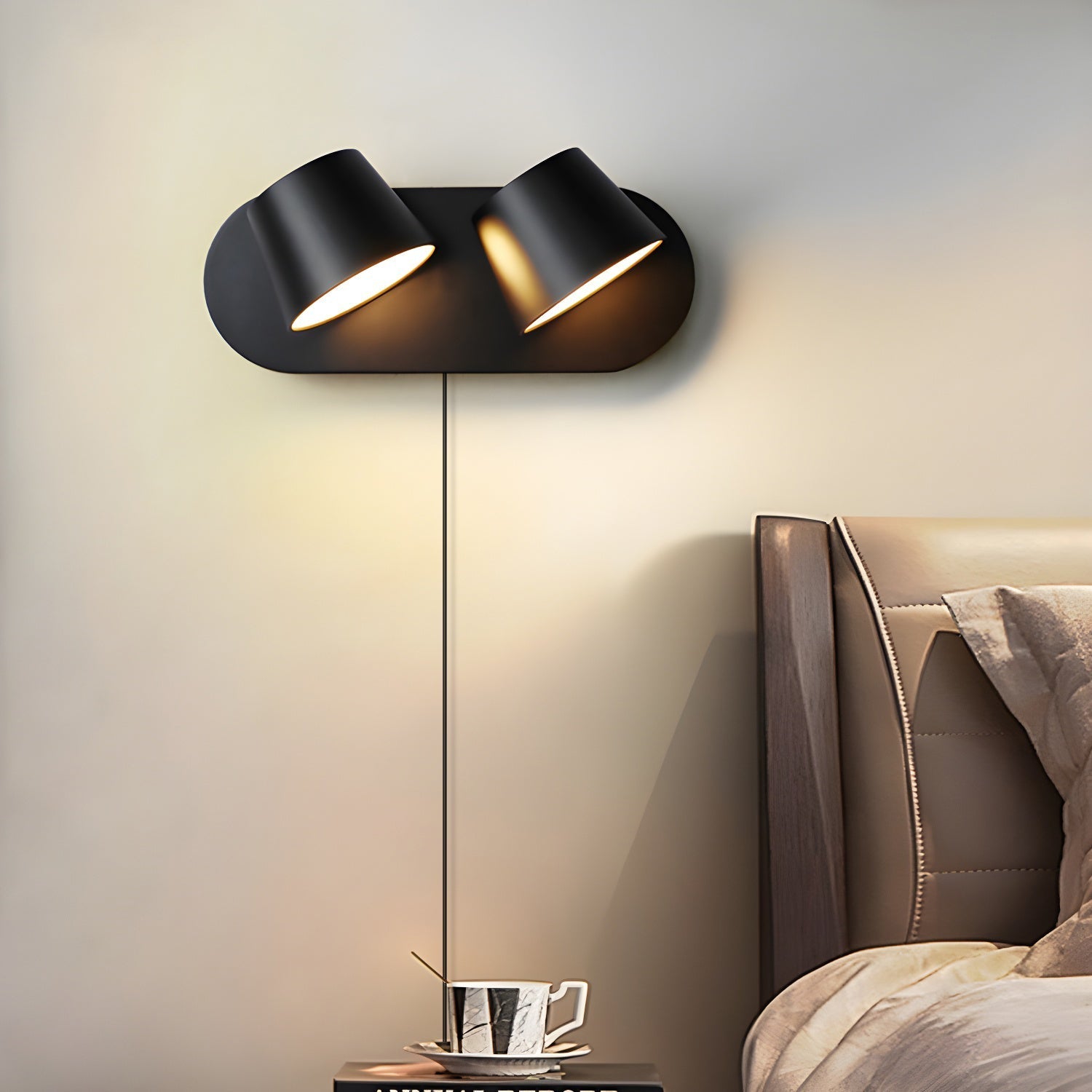Wall Lamp With LED For Reading In Black And White Finish