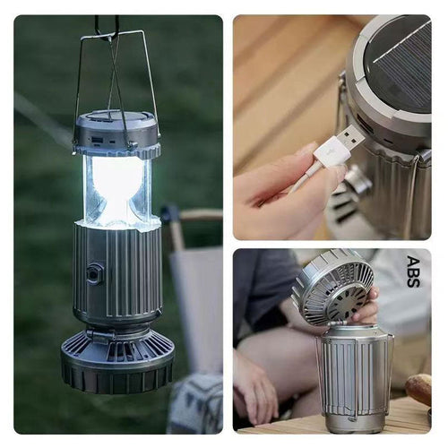 Turystyczna lampa solarna i przenośny wentylator chłodzący z serii Adventure