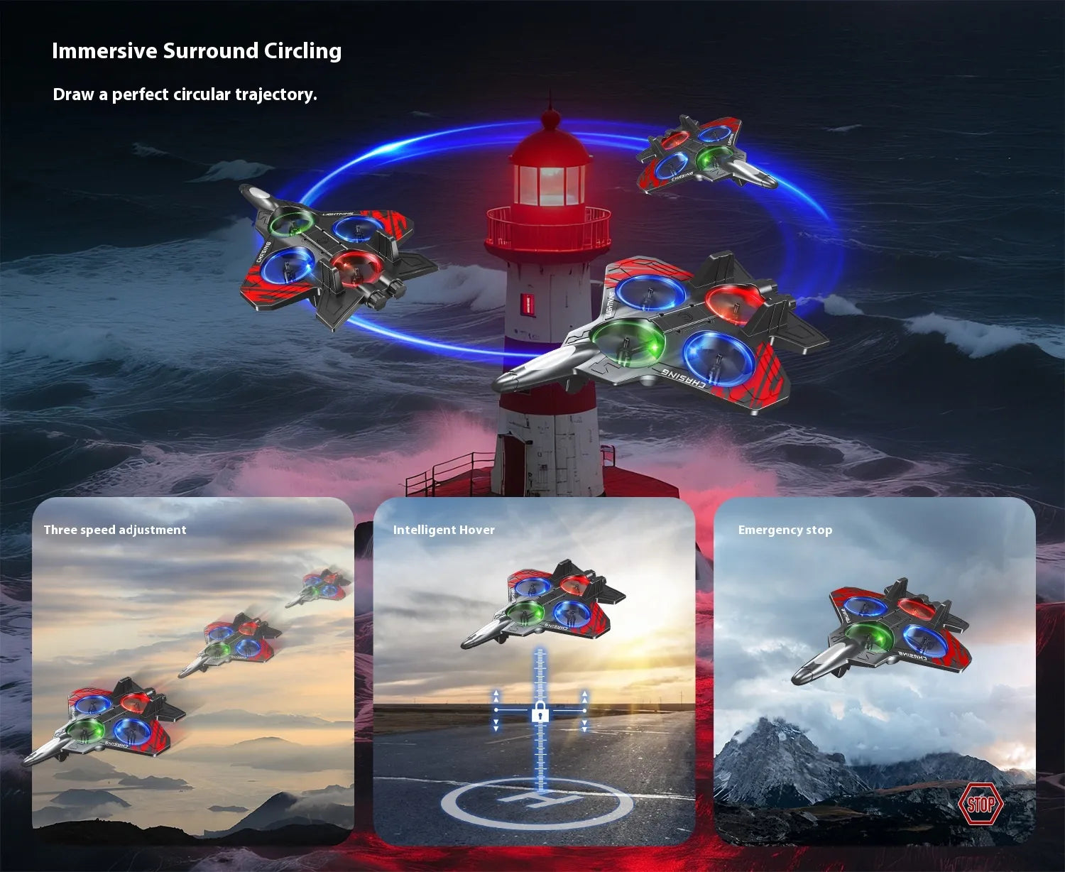 Dron de espuma LED para niños - Resistente a golpes - Control remoto - Principiantes - Para mayores de 5 años - Azul y rojo | meowbutter