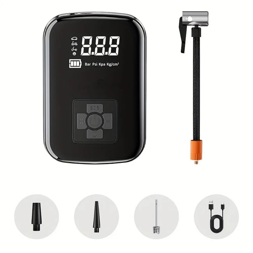 Dækoppusterværktøj - Digital LED-skærm - USB-genopladelig - Automatisk stop - Til biler, cykler og oppustelige genstande | meowbutter