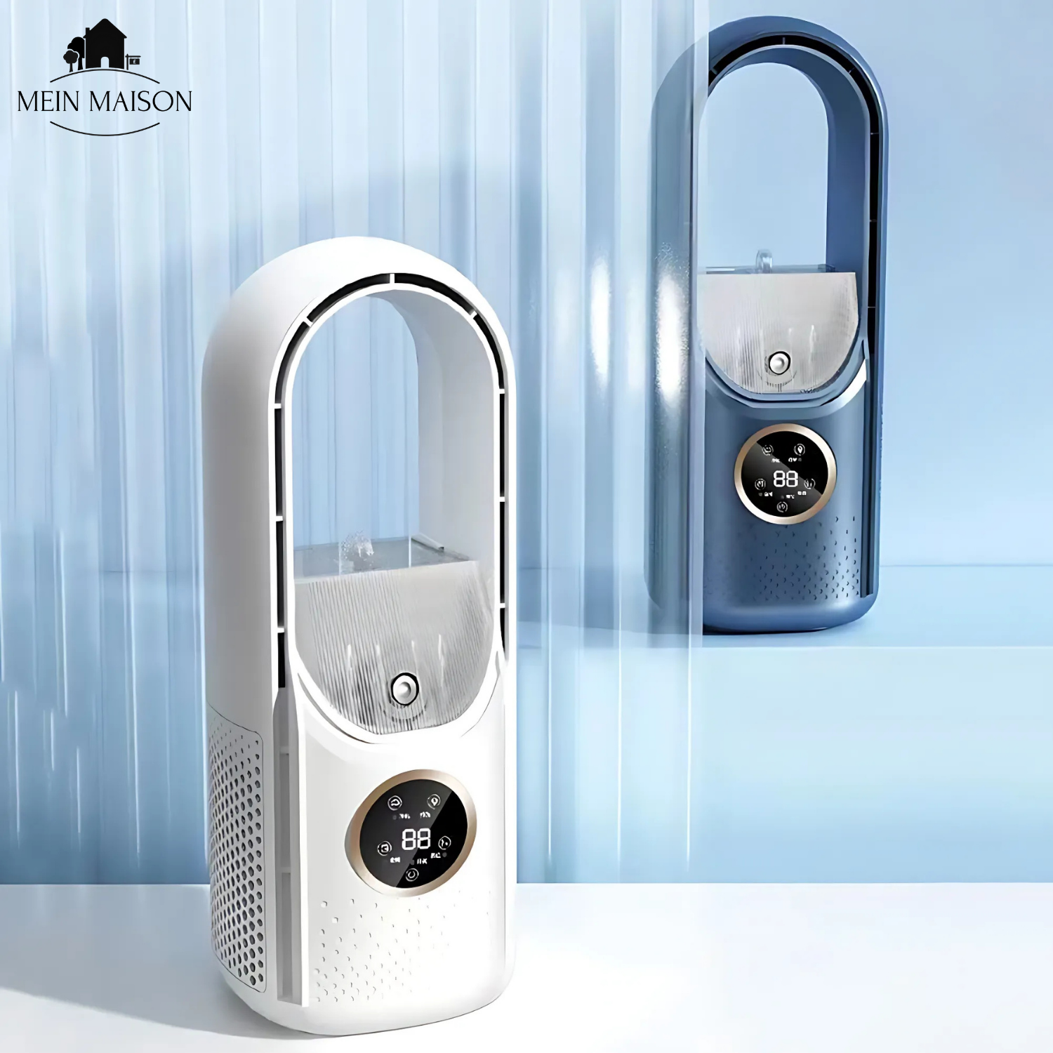 Ventoinha USB AirCooler — Design sem lâminas, controlo de 6 velocidades, temporizador integrado, humidificação silenciosa