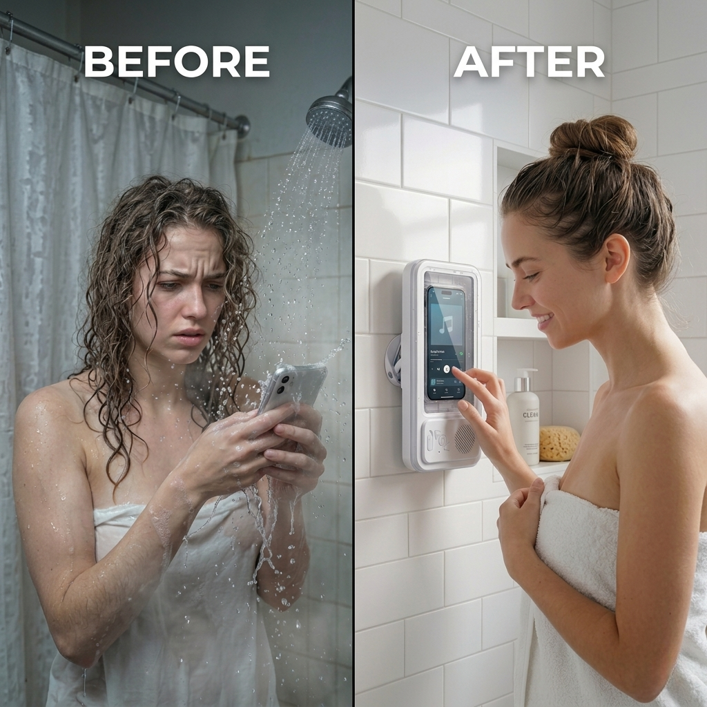 Waterproof Shower Phone Case for Clear Audio, Touchscreen Control, and Hands-Free Entertainment