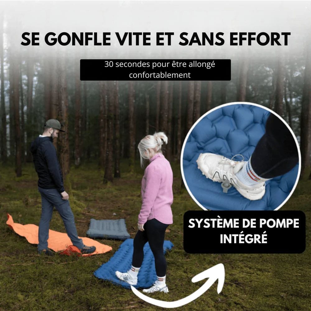 Nafukovací kempingová matrace Airtrek — vestavěný polštář a ventil nožní pumpičky