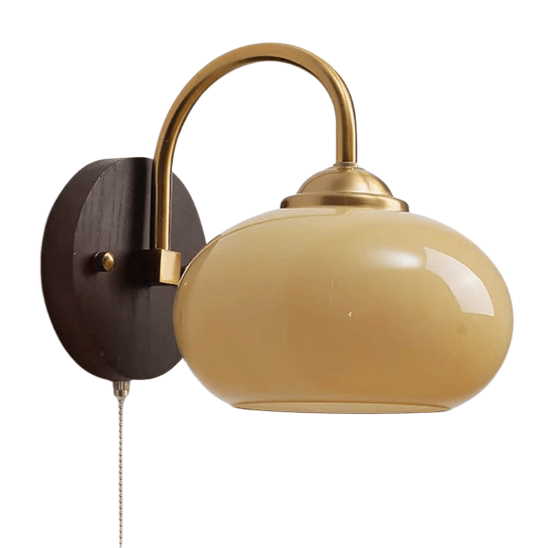 Marlowe Mid Century Ash Wood Glass Wall Lamp for Cozy Rooms