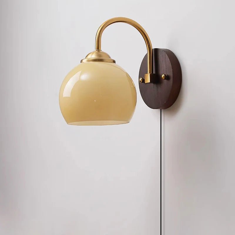 Marlowe Mid Century Ash Wood Glass Wall Lamp for Cozy Rooms