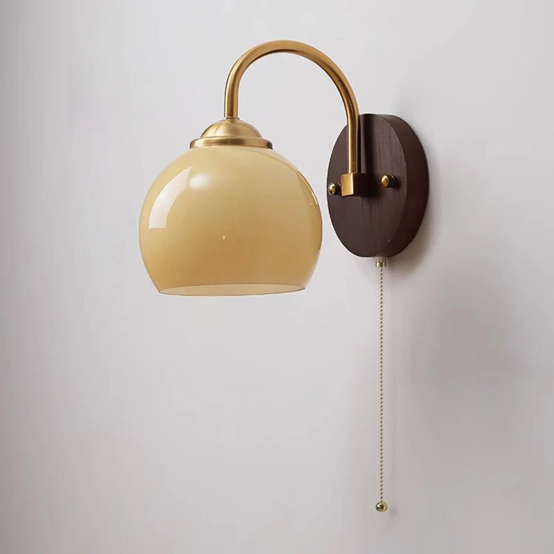 Marlowe Mid Century Ash Wood Glass Wall Lamp for Cozy Rooms