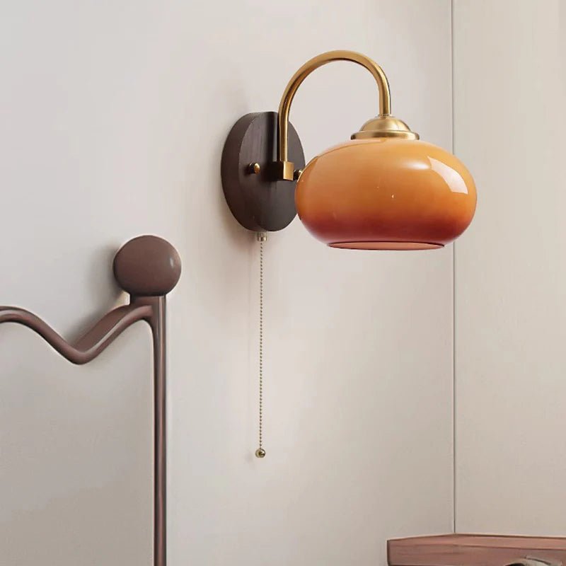 Marlowe Mid Century Ash Wood Glass Wall Lamp for Cozy Rooms