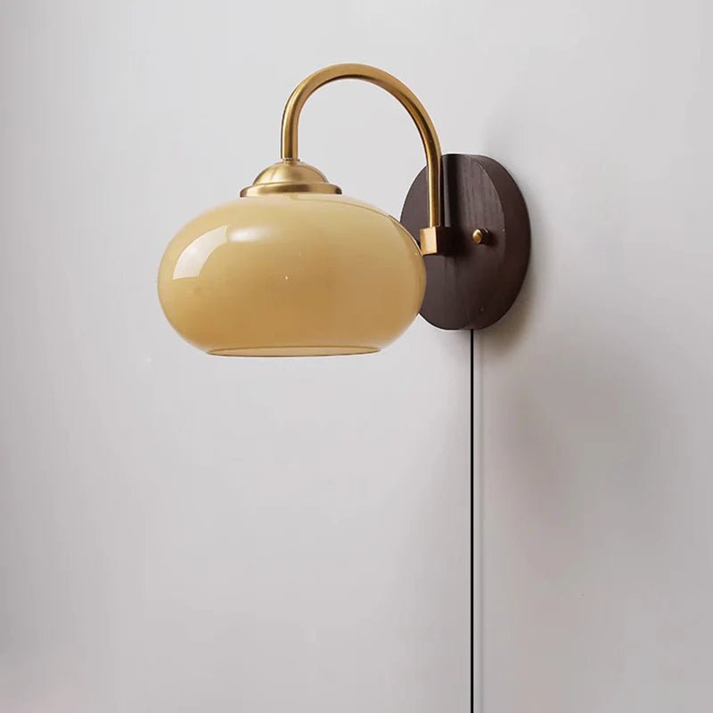 Marlowe Mid Century Ash Wood Glass Wall Lamp for Cozy Rooms