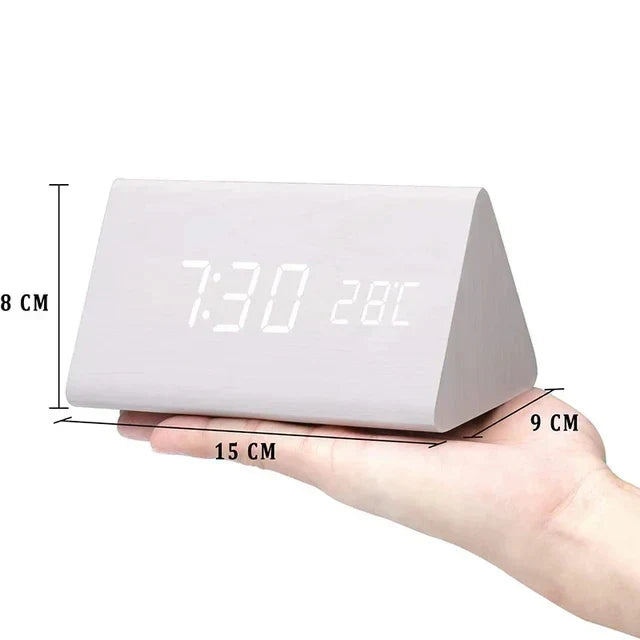 Sveglia intelligente a LED | Design moderno in legno con controllo vocale | Meowbutter
