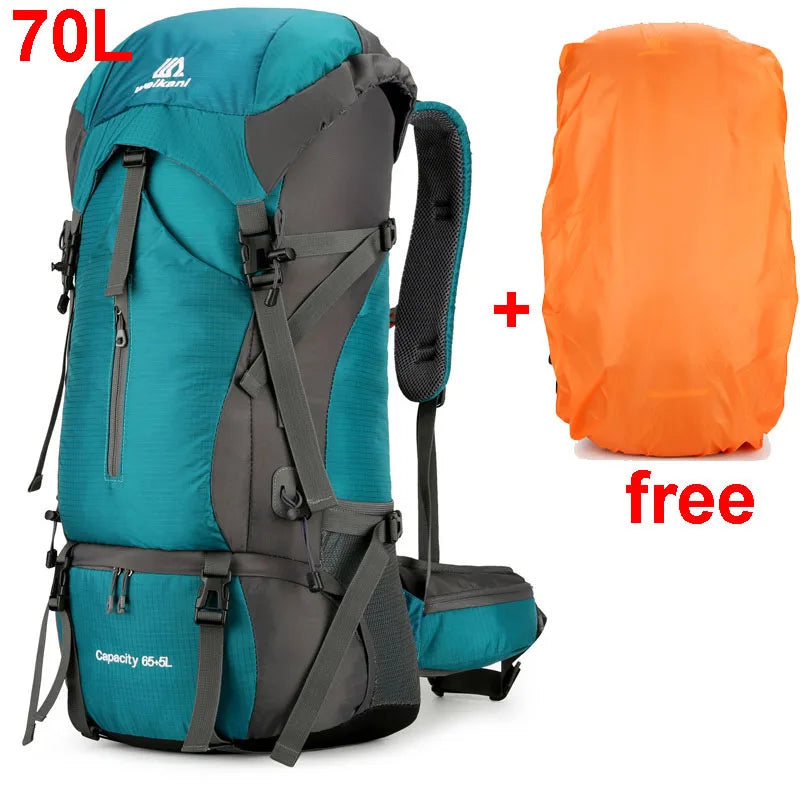 Alpivento 70L Trekking Pack — Rain Cover, Ergonomic Design, Sealed Lower Pocket