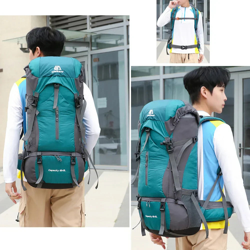 Alpivento 70L Trekking Pack — Rain Cover, Ergonomic Design, Sealed Lower Pocket