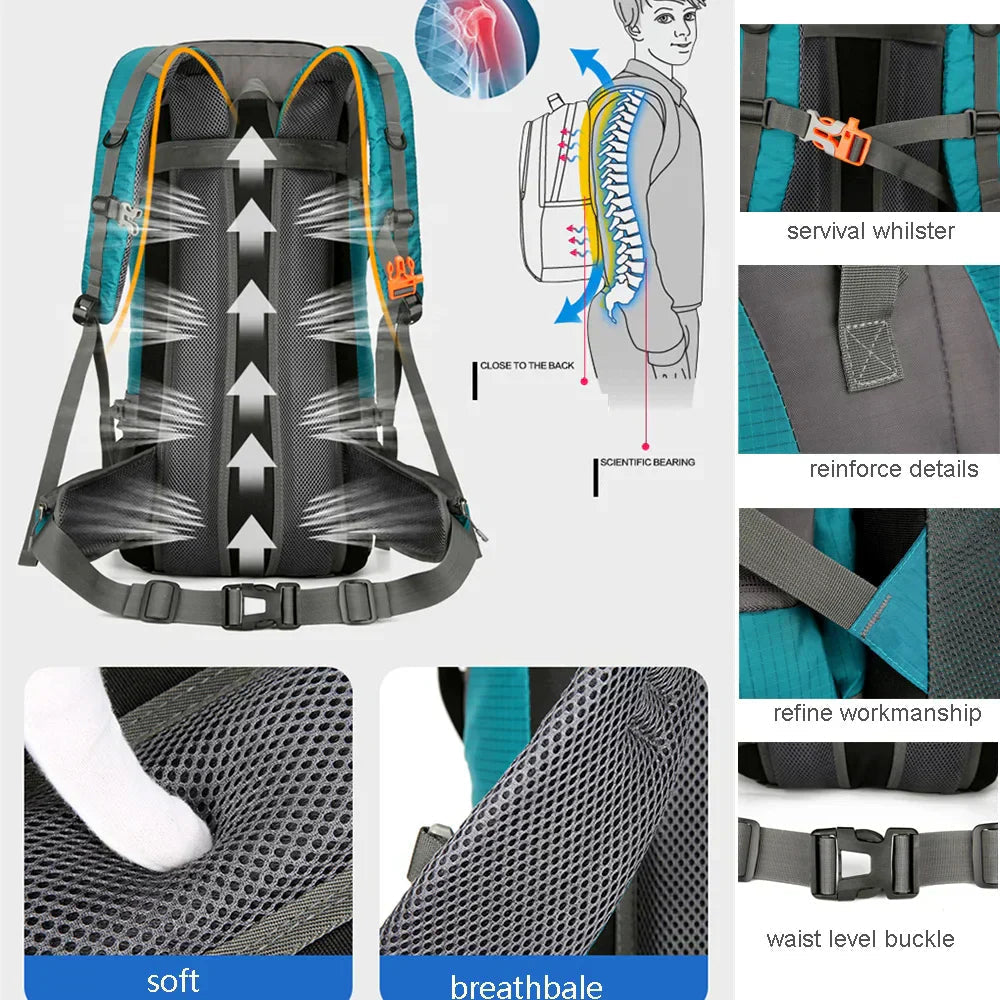 Alpivento 70L Trekking Pack — Rain Cover, Ergonomic Design, Sealed Lower Pocket