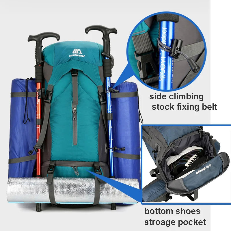 Alpivento 70L Trekking Pack — Rain Cover, Ergonomic Design, Sealed Lower Pocket