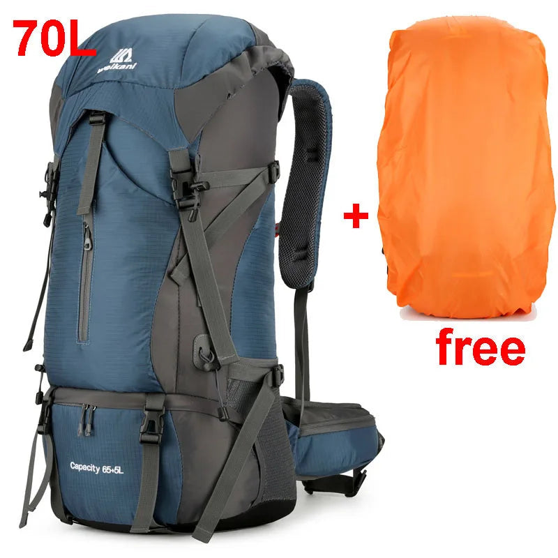 Alpivento 70L Trekking Pack — Rain Cover, Ergonomic Design, Sealed Lower Pocket